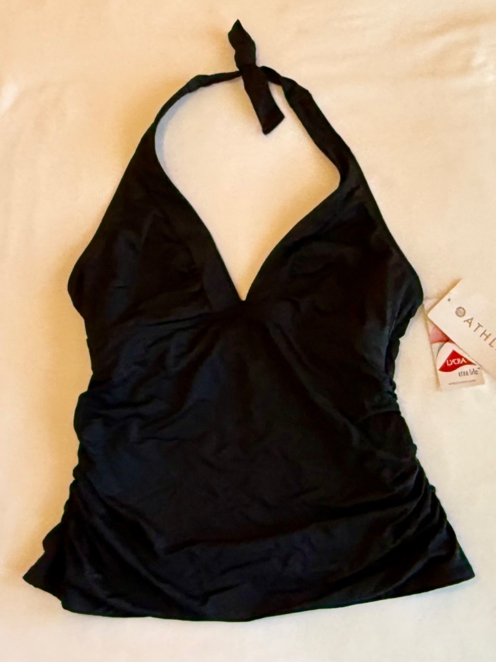 NWT Athleta Shirrendipity Halter  Tankini Swim Top, Black,  Size M